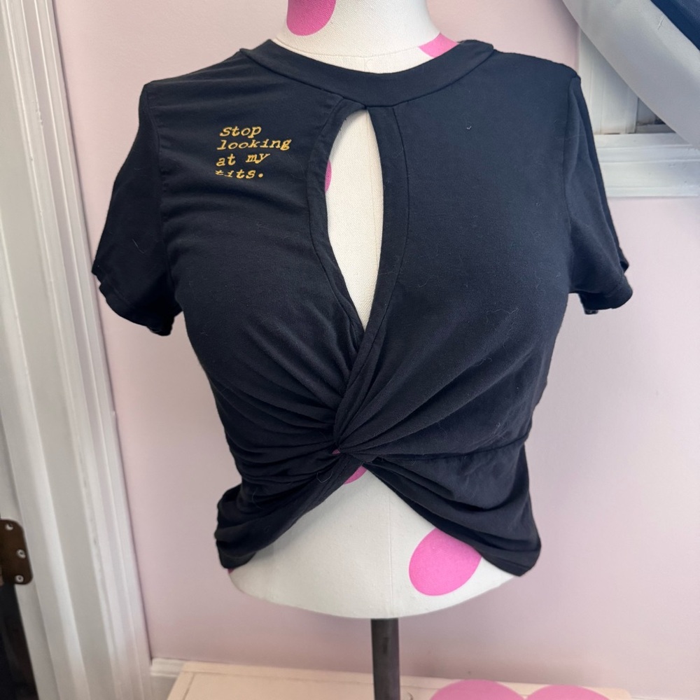 Boys Lie "Stop Looking At My T**s" Graphic Tee with Twist